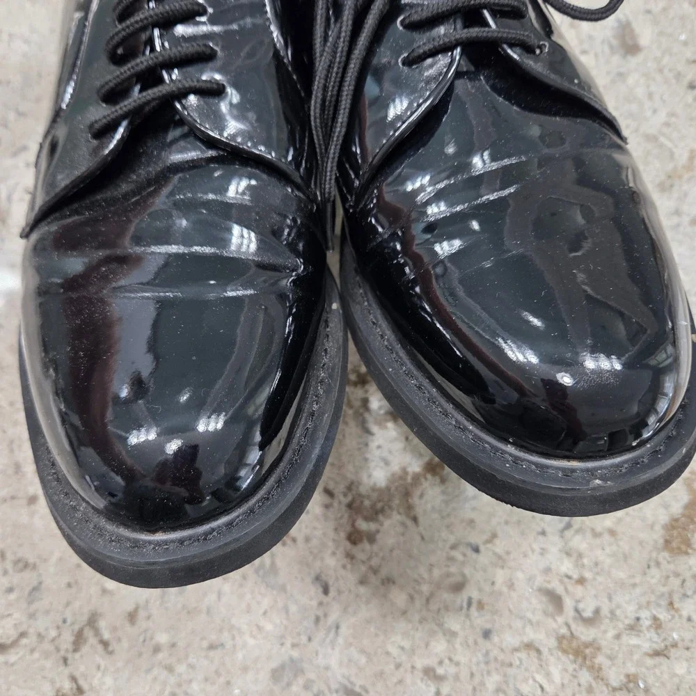 Tact Squad Mens Hi-Gloss Uniform Oxford Shoes Black Patent S200BK Size 10.5M